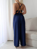 Devine Tie Back Backless Crisscross Jumpsuit - Hovatok
