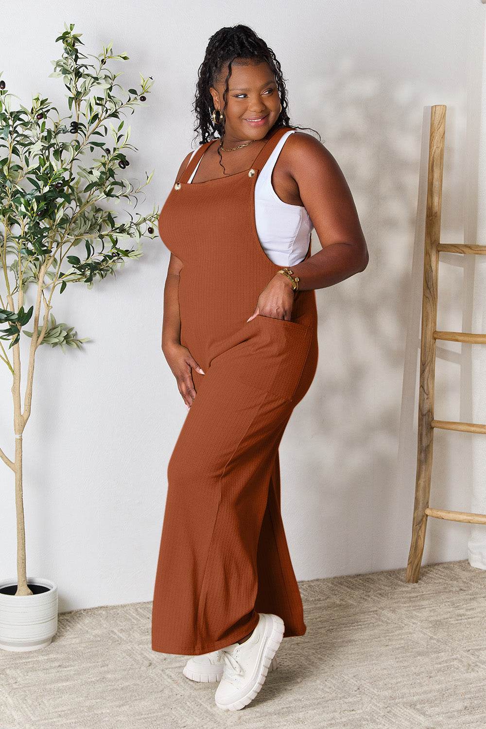 Double Take Full Size Wide Strap Overall with Pockets - Hovatok