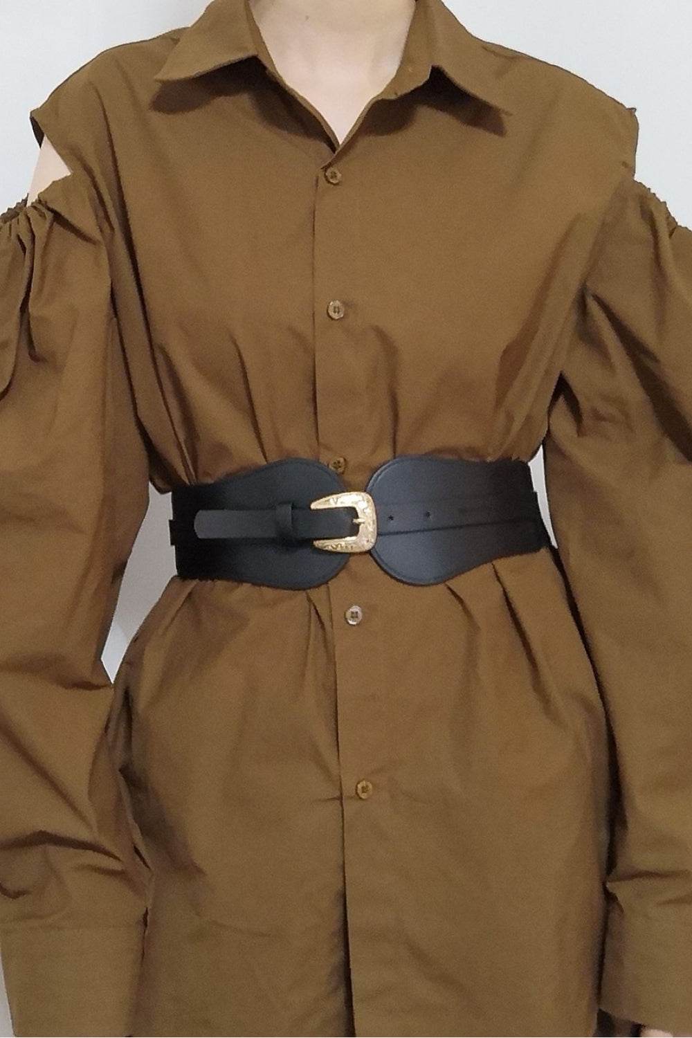 Wide Elastic Belt with Alloy Buckle - Hovatok
