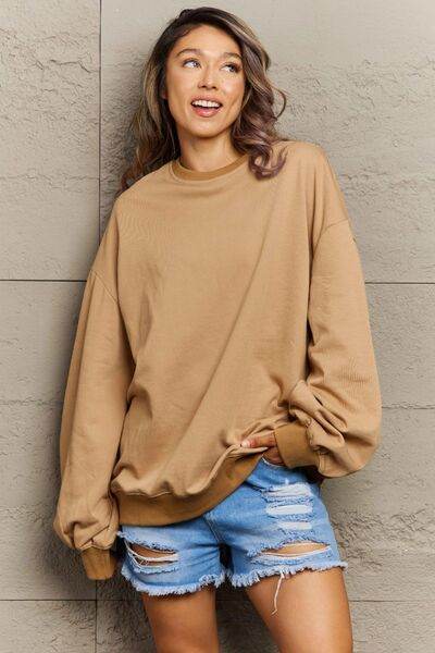 Full Size Round Neck Long Sleeve Sweatshirt - Hovatok