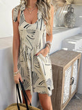 Devine Printed Tie Shoulder Overalls with Pockets - Hovatok