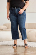 RFM Full Size Tummy Control High Waist Raw Hem Jeans - Hovatok