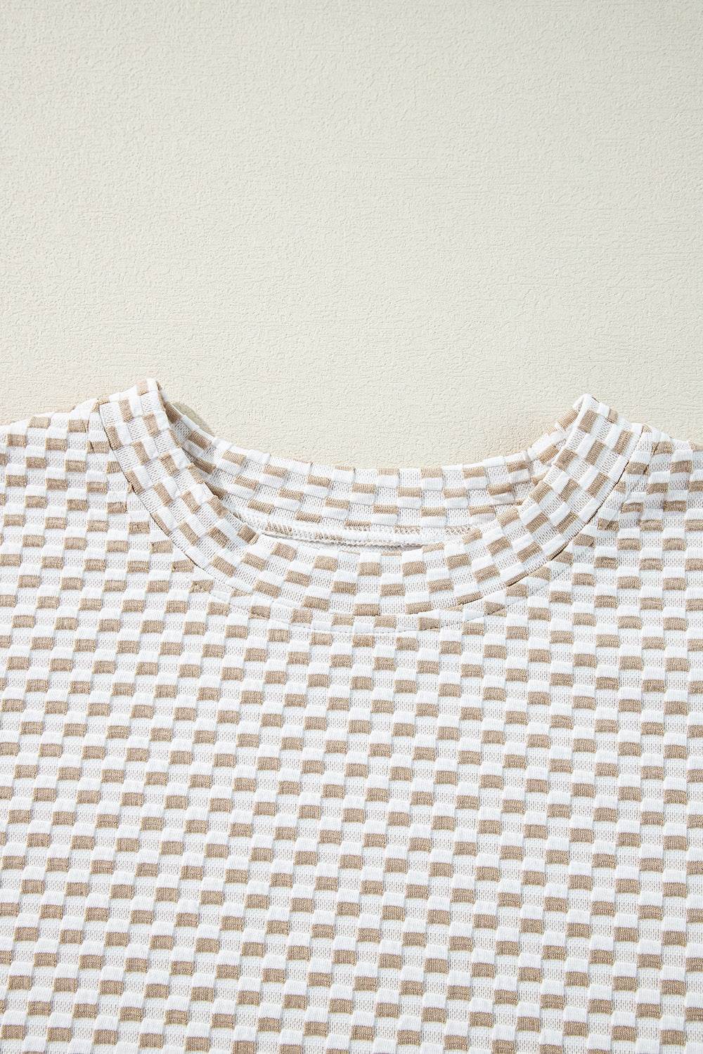 Ruffled Round Neck Checkered Top and Shorts Set - Hovatok