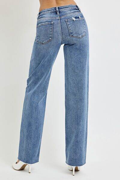 RISEN Full Size High Rise Straight Leg Jeans with Pockets - Hovatok