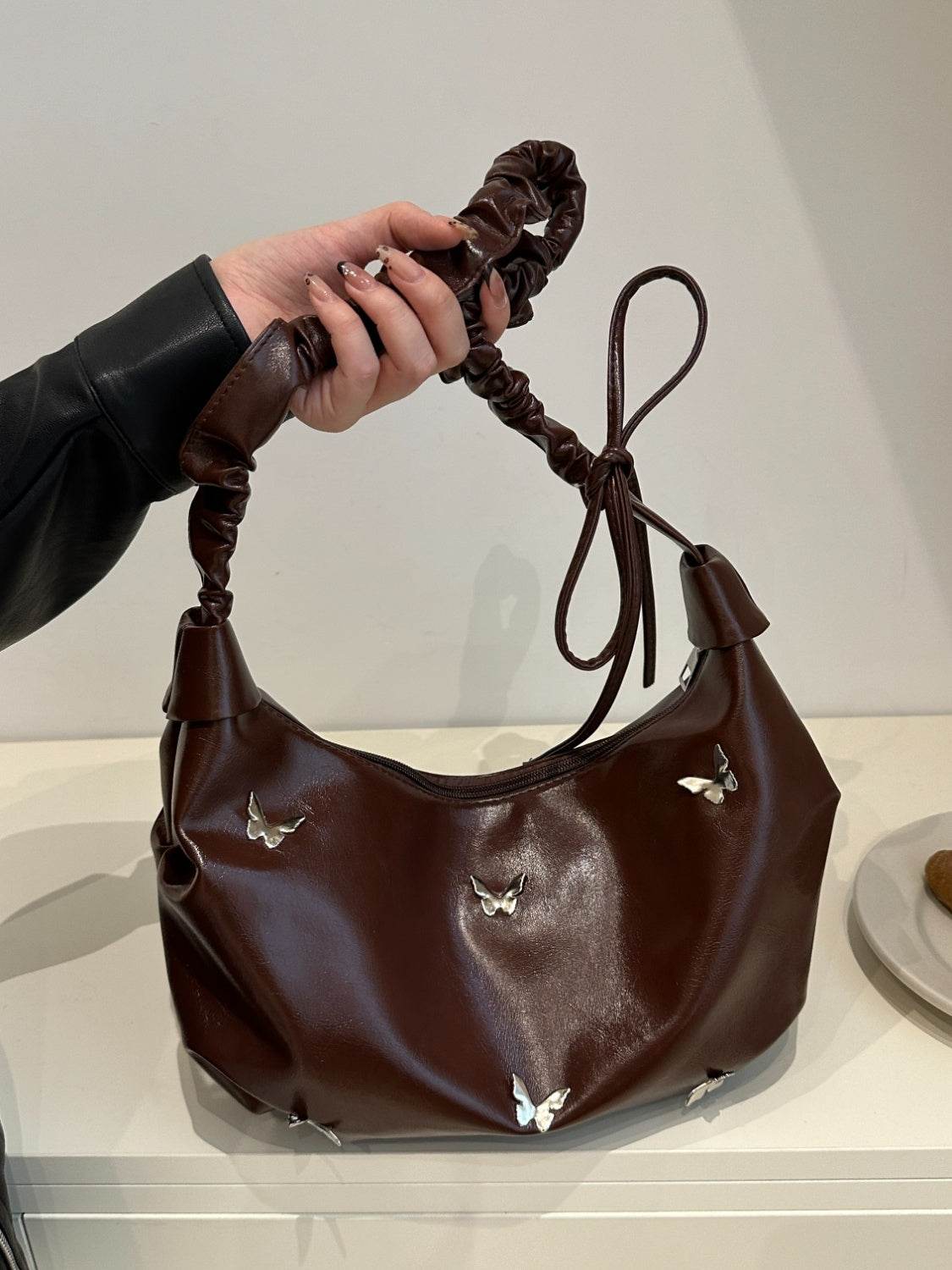 Butterfly Ruched Strap Shoulder Bag - Hovatok