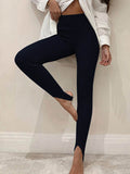Ribbed Mid Waist Leggings - Hovatok