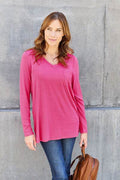 Basic Bae Full Size V-Neck Long Sleeve Top - Hovatok