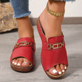 Open Toe Sandals with Metal Chain Decor - Hovatok