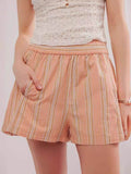 Striped Elastic Waist Shorts - Hovatok