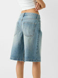 High Waist Denim Shorts with Pockets - Hovatok