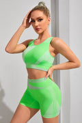 Color Block Sports Bra and Shorts Set - Hovatok