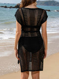 Openwork V-Neck Cap Sleeve Cover-Up - Hovatok