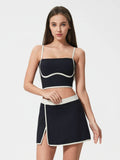 Millennia Contrast Trim Square Neck Active Cami with Detachable Chest Pads - Hovatok