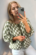 Double Take Tied Checkered Dropped Shoulder Flounce Sleeve Cardigan - Hovatok