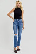 RISEN Full Size High Rise Ankle Skinny Knee Distressed Jeans - Hovatok