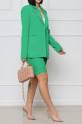 Long Sleeve Blazer and Shorts Set - Hovatok