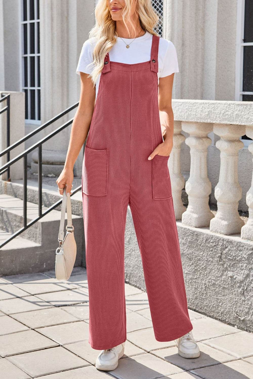 Lovelet Square Neck Wide Strap Overalls with Pockets - Hovatok