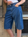 High Waist Denim Shorts with Pockets - Hovatok