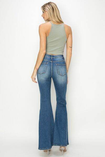 RISEN Full Size High Rise Front Seam Detailed Flare Jeans - Hovatok