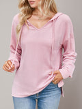 Double Take Drawstring Dropped Shoulder Long Sleeve Hoodie - Hovatok