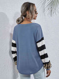 Leopard Striped Waffle-Knit Top - Hovatok