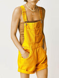 Square Neck Wide Strap Denim Overalls - Hovatok