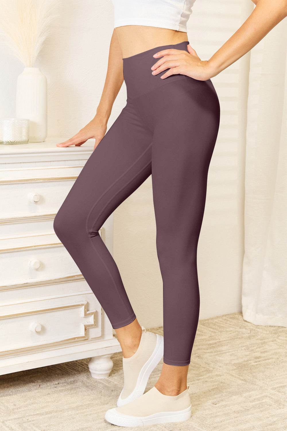 Double Take Wide Waistband Sports Leggings - Hovatok
