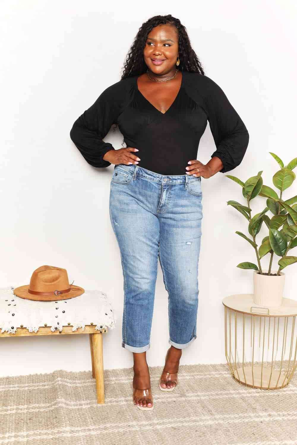 Culture Code Full Size V- Neck Bodysuit - Hovatok