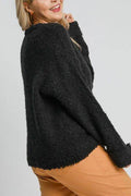 Umgee Full Size Round Neck Long Sleeve Boucle Sweater Plus Size - Hovatok
