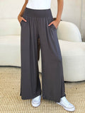 Basic Bae Full Size Smocked Wide Waistband Wide Leg Pants - Hovatok