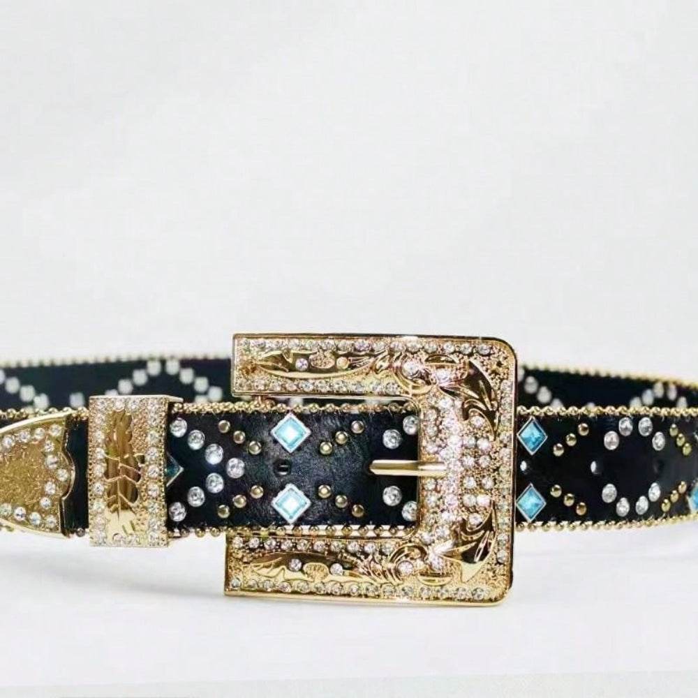 Rhinestone PU Leather Belt - Hovatok