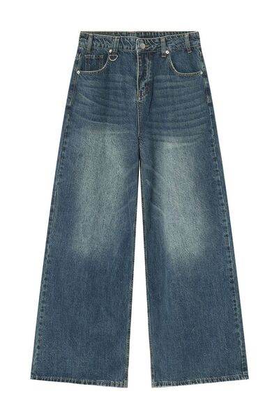 Pocketed Wide Leg Jeans - Hovatok