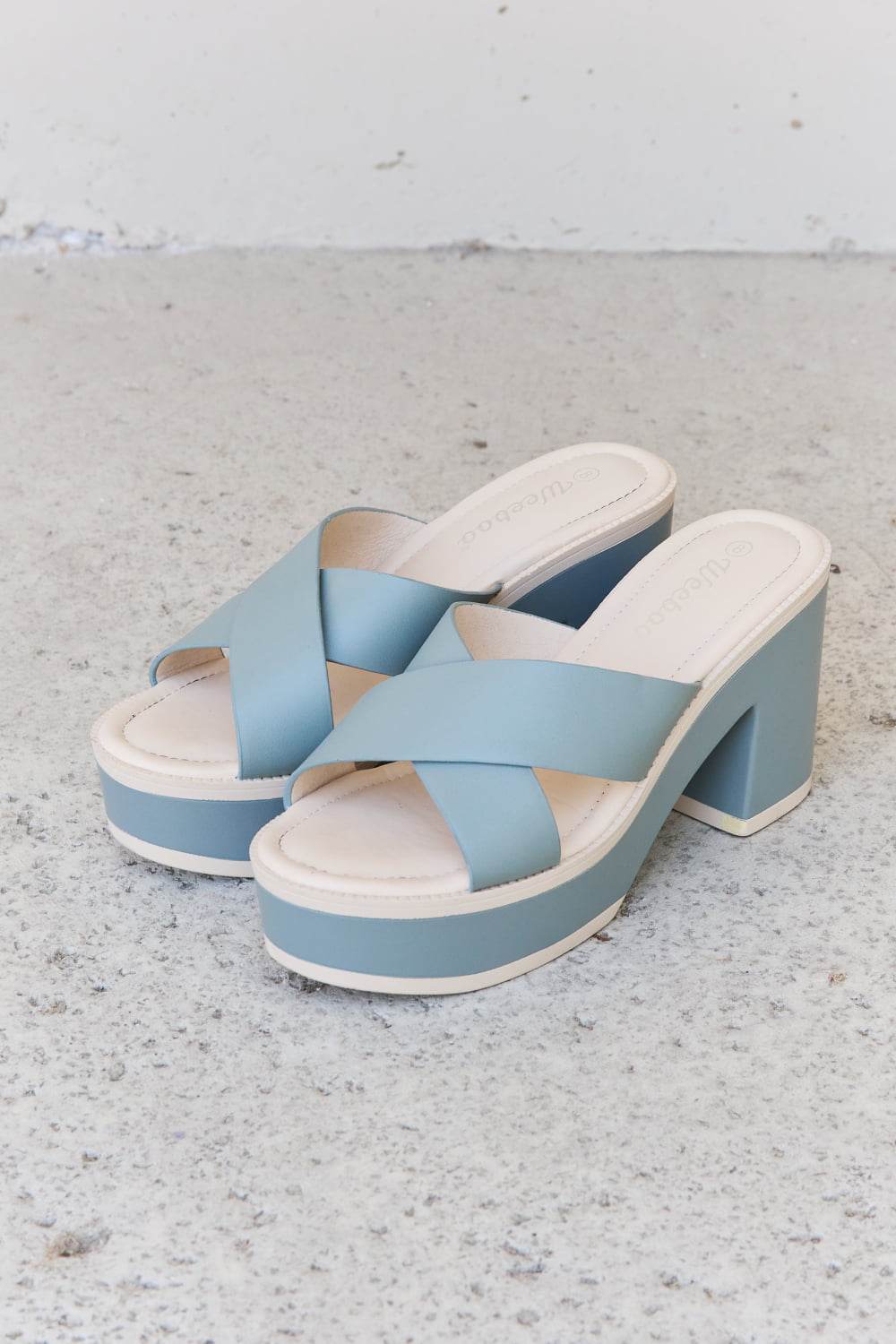 Weeboo Cherish The Moments Contrast Platform Sandals in Misty Blue - Hovatok