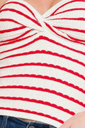 Zenana Twisted Sweetheart Neck Striped Tube Top - Hovatok
