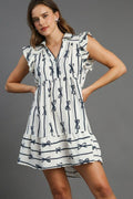 Umgee Full Size Ribbon Collared Mini A-Line Dress Plus Size - Hovatok