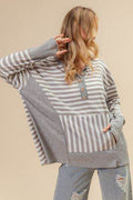 BiBi Striped Thumbhole Long Sleeve Top - Hovatok