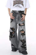 Distressed Wide Leg Jeans with Pockets - Hovatok