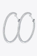 Adored Inlaid Moissanite 925 Sterling Silver Hoop Earrings - Hovatok