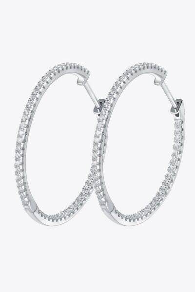 Adored Inlaid Moissanite 925 Sterling Silver Hoop Earrings - Hovatok
