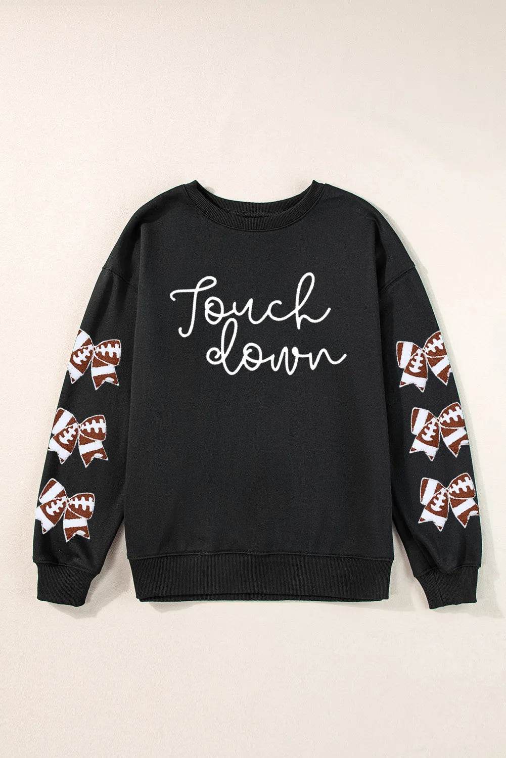 Letter Graphic Bow Long Sleeve Sweatshirt - Hovatok