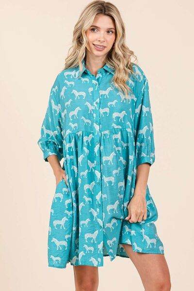 Mittoshop Zebra Print Button Down Shirt Mini Dress - Hovatok