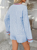 Devine Tie Front Contrast Plaid Shirt and Shorts Set - Hovatok