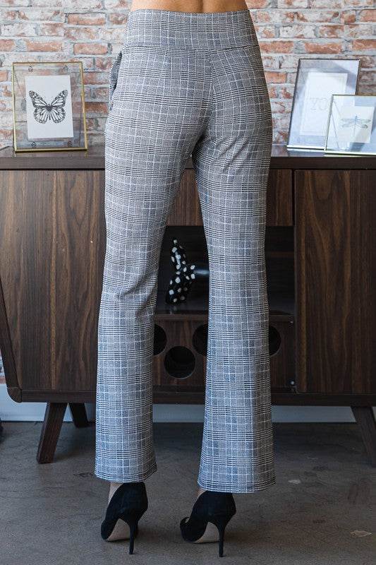 Heimish Full Size Plaid Flare Pants with Wide Waist Band Plus Size - Hovatok