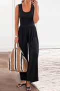 Full Size Scoop Neck Wide Strap Jumpsuit - Hovatok