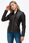YMI Faux Layered Double-Zipper Jacket with Fuzzy Hood - Hovatok
