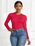 Round Neck Long Sleeve Bodysuit - Hovatok