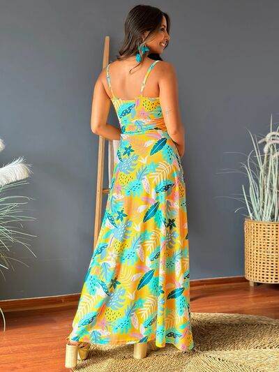 Twisted Printed V-Neck Cami Dress - Hovatok