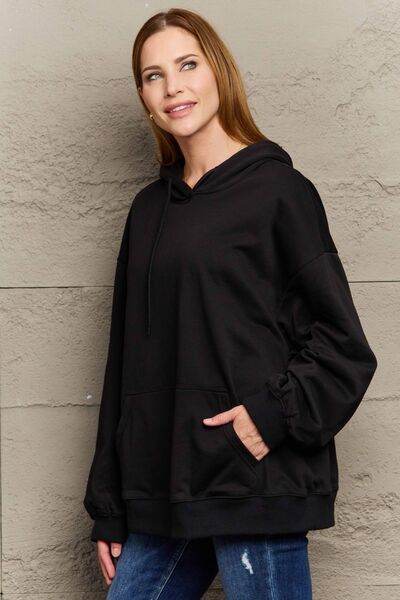 Full Size Long Sleeve Dropped Shoulder Hoodie - Hovatok