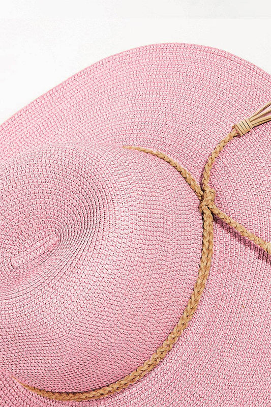 Fame Straw Braided Rope Strap Fedora Hat - Hovatok