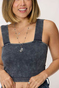 Zenana Washed Ribbed Wide Strap Cropped Cami - Hovatok